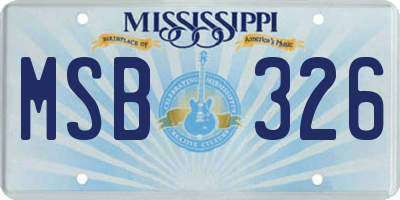 MS license plate MSB326