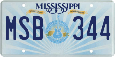 MS license plate MSB344