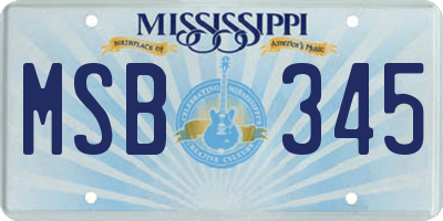 MS license plate MSB345