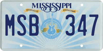 MS license plate MSB347