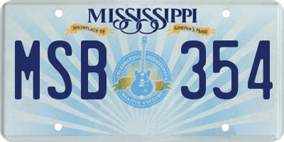 MS license plate MSB354