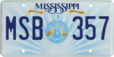 MS license plate MSB357