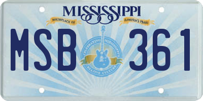 MS license plate MSB361