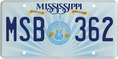 MS license plate MSB362
