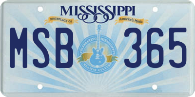 MS license plate MSB365