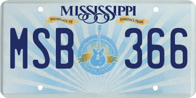 MS license plate MSB366
