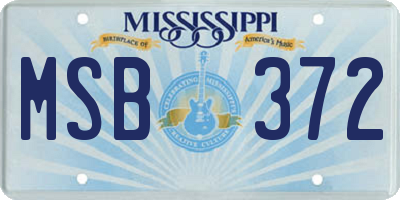 MS license plate MSB372