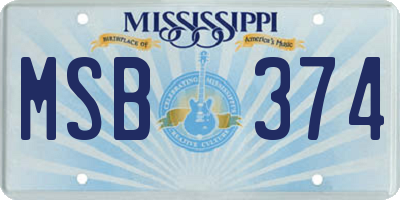 MS license plate MSB374