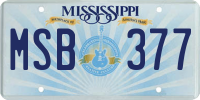 MS license plate MSB377