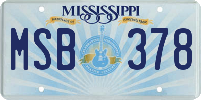 MS license plate MSB378