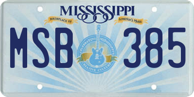 MS license plate MSB385