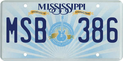 MS license plate MSB386