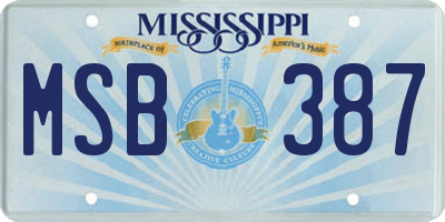MS license plate MSB387