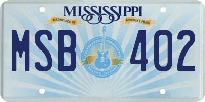 MS license plate MSB402