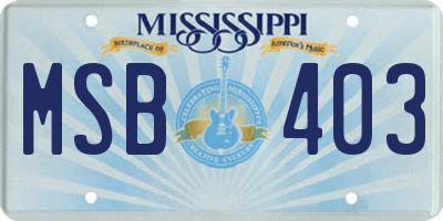 MS license plate MSB403
