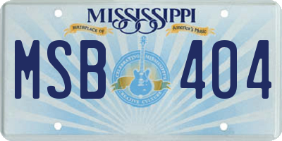 MS license plate MSB404