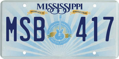 MS license plate MSB417
