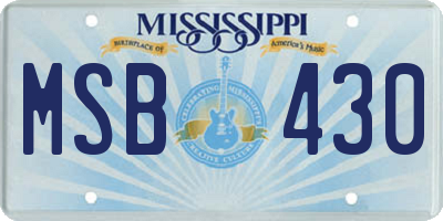 MS license plate MSB430