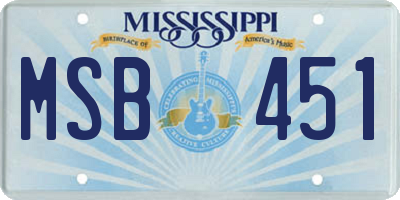 MS license plate MSB451