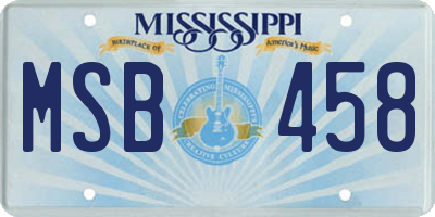 MS license plate MSB458