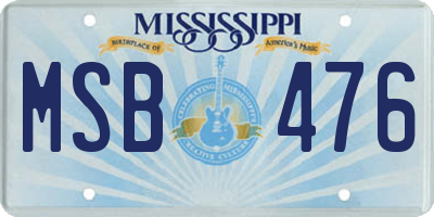 MS license plate MSB476