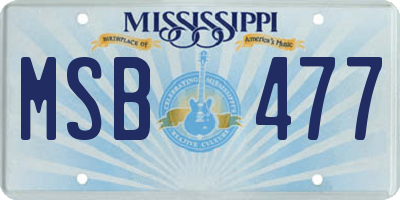 MS license plate MSB477