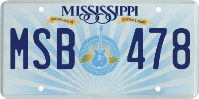 MS license plate MSB478