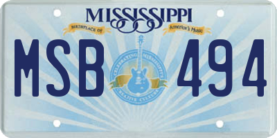 MS license plate MSB494