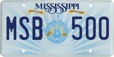 MS license plate MSB500