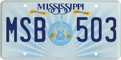 MS license plate MSB503