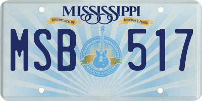 MS license plate MSB517