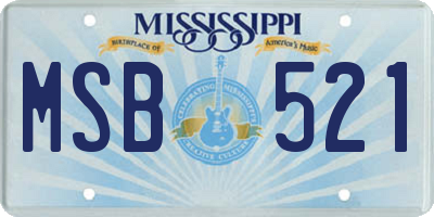 MS license plate MSB521