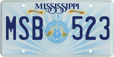 MS license plate MSB523