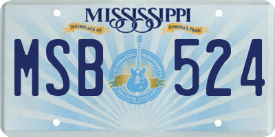 MS license plate MSB524