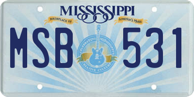 MS license plate MSB531