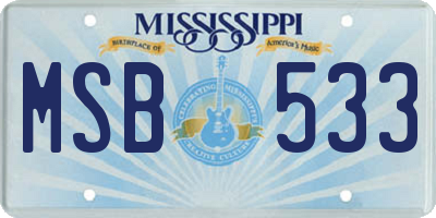 MS license plate MSB533