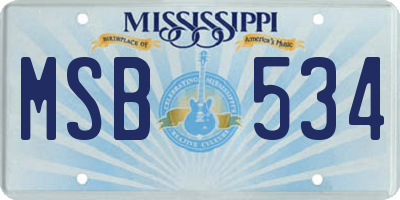 MS license plate MSB534