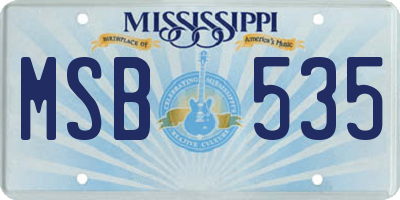 MS license plate MSB535