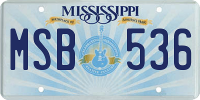 MS license plate MSB536