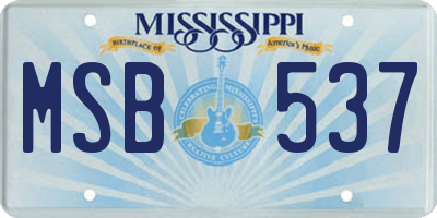 MS license plate MSB537