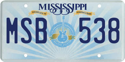 MS license plate MSB538