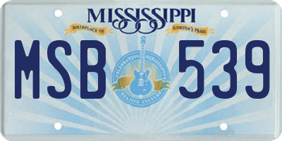 MS license plate MSB539