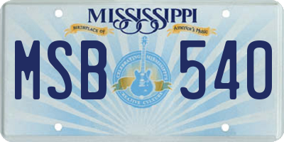 MS license plate MSB540