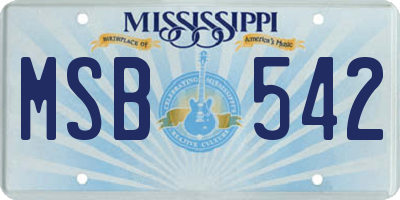 MS license plate MSB542