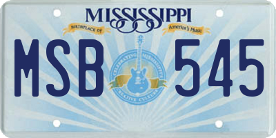MS license plate MSB545