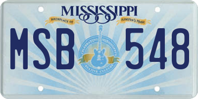 MS license plate MSB548
