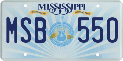 MS license plate MSB550