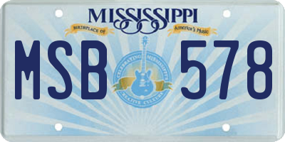 MS license plate MSB578