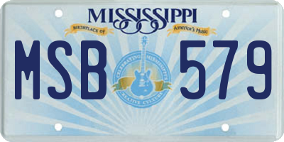 MS license plate MSB579