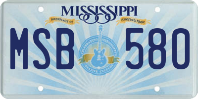 MS license plate MSB580